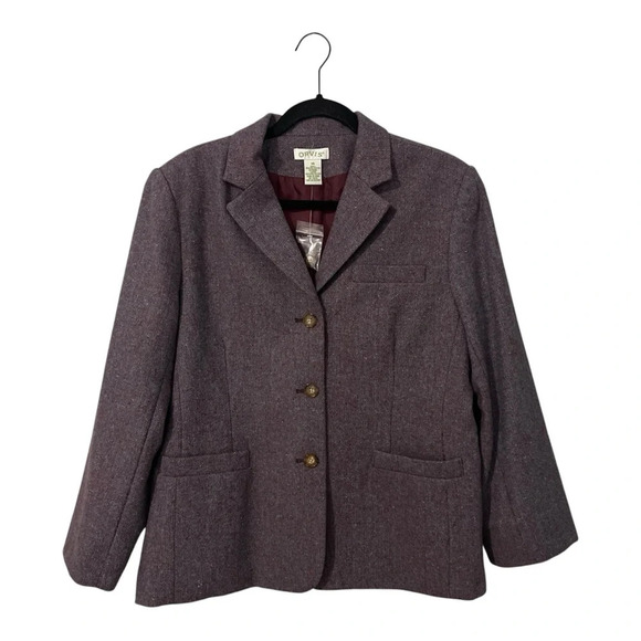 Orvis Blazer Women's 14 Purple Wool Blend Tweed Jacket - Picture 1 of 16